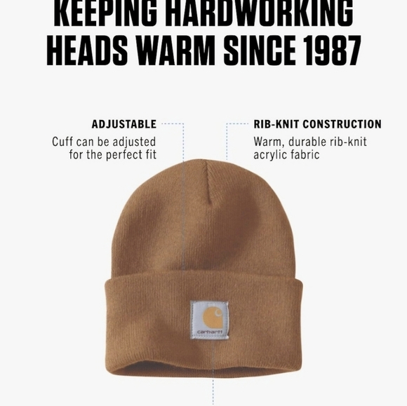 Carhartt Camel Brown Cuffed Beanie Unisex - Picture 5 of 5